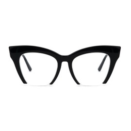 VOOGLAM Blue Light Glasses for Women Cateye Semi Rim Gaming Glasses Anti Eyestrain Dry Eyes UV Computer Phone TV Eyewear Jacobien Black GJGA483996-04 Trend