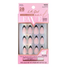 L.A. Girl Luxe Shine Nail Fave Nail Tips, Black French GNT730G