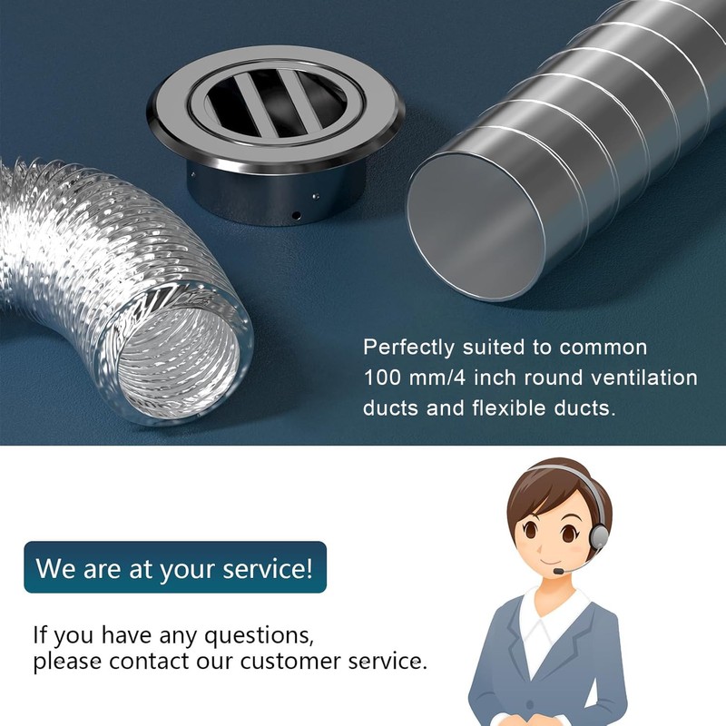 4 Inch Round Air Vent, HG Power Aluminium Alloy Louver