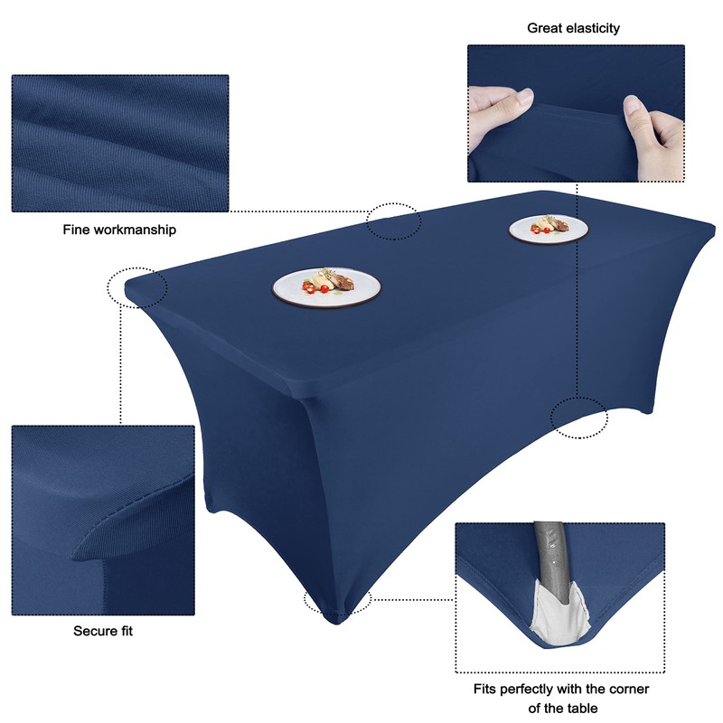 Ocves Stretch Tablecloth 6ft Spandex Table Covers Polyester Fitted Rectangular