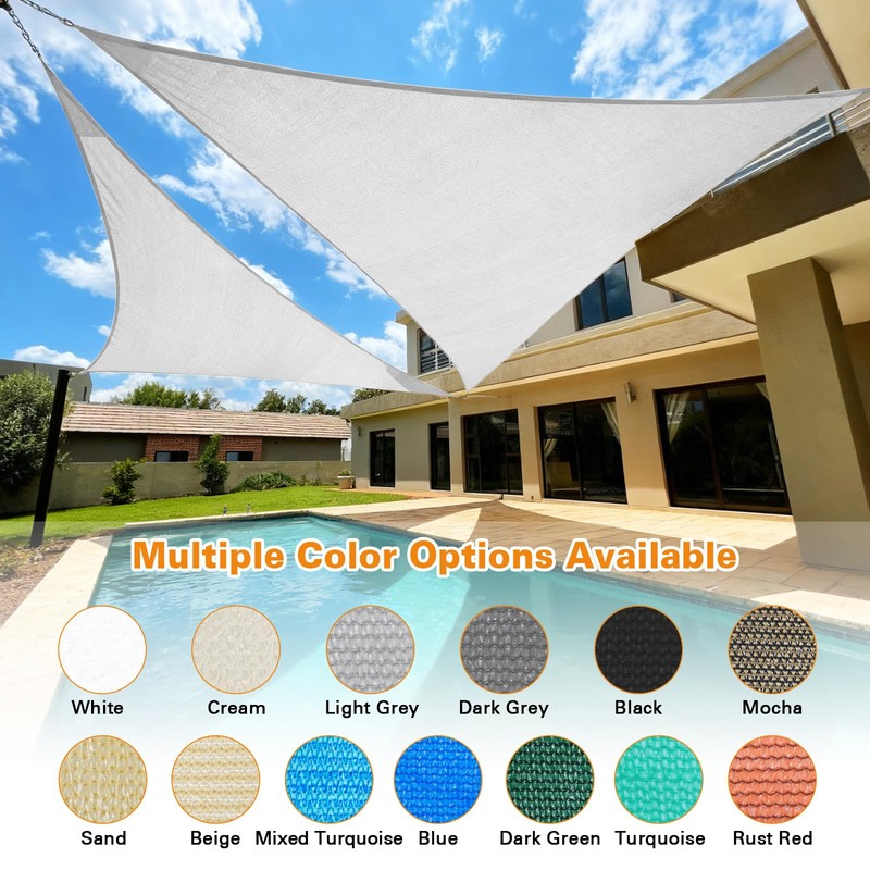Artpuch Sun Shade Sail, 18'X18'X18' Light Grey Triangle, Curved Edged