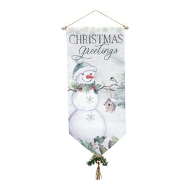Melrose International Traditional Christmas Greetings Canvas Banner (Set of 4)