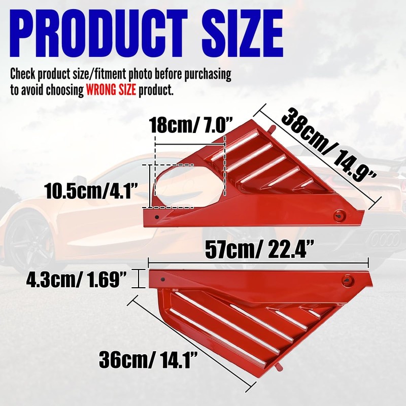 BILLFARO 2Pcs Red Engine Bay Panel Cover,Rear Engine Covers Left