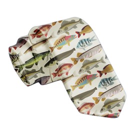 YCKNJYSG Funny Fish Novelty Tie for Men, Soft Polyester Dress Necktie for Dad, Husband Wedding