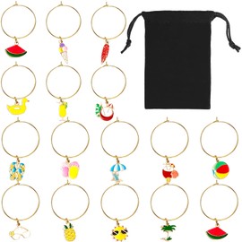 kaixiaoru Summer Beach Themed for Markers Glass Identifier Charms Drink Glass Tags Set of 15