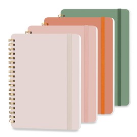 DMSVK 4 PCS Small Spiral Notebook 5x7, Spiral Journal Notebook, Notebooks for Work, Note Taking, School, Small Notebooks 5x7 with Strap, Cute Notebooks for Women 50 Sheets