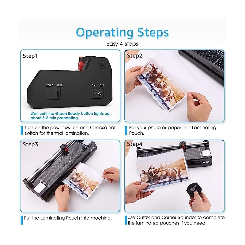 A3/A4/A6 Laminator Machine, YE381 Thermal Laminating Machine for Home Office