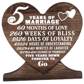 5th Anniversary Engraved Natural Wood Plaque, Wood Sign, Wood Signs Quote for Crafts, Gift Wood Heart, Unisex Gifts, 5th Wedding for Her, 5 Years of Marriage, 5 Years Together as Husband & Wife
