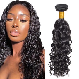 Zeslaerr 16 Inch Bundles Human Hair 150% Density 1B Natural Color Hair Extension Water Wave Bundles Double Weft Weave Bundles Human Hair Bundles Extension Human Hair 1 Bundle 100g