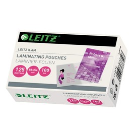 Leitz 33810 Laminating Pouches Made of 125 Micron Thick Material (Transparent, Glossy, Credit Card) - Pack of 100