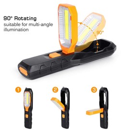 Haofy Luz de Trabajo LED Recargable COB, Lámpara de Trabajo Portátil con Base Magnética y Gancho, Lámpara de Inspección USB con 4 Modos, Linterna de Trabajo para Hogar, Taller, Automóviles, Camping