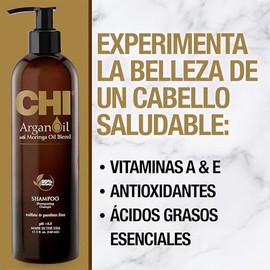 CHI Champú de aceite de argán, proteger contra el daño y a reponer la hidratación, sin sulfatos, parabenos ni crueldad, 340 ml