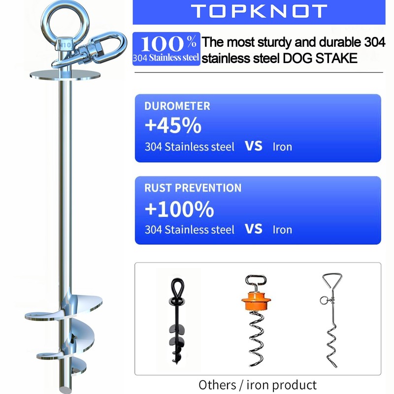 Dog Tie Out Cable and Stake,45FT Heavy Duty Cable,360°Swivel Dog