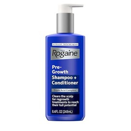 Rogaine Champú y acondicionador 2 en 1 precrecimiento para hombres con complejo triple ácido, champú purificador del cuero cabelludo elimina la acumul
