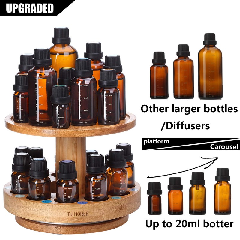TJ.MOREE Bamboo Diffuser Holder Carousel- 2 Tier Height Increase Rack