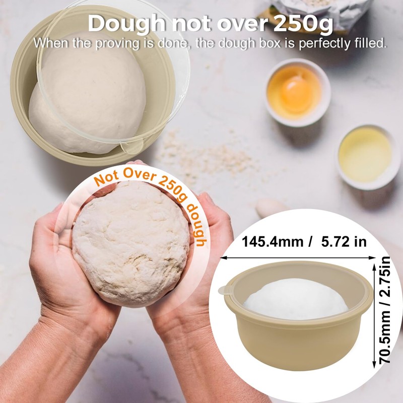 FEHNAG 4Pcs Stackable Silicone Pizza Dough Proofing Containers with Lids,Pizza