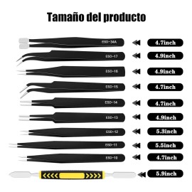 Douad Kit de pinzas de precisión Douad antiestáticas juego de 5/6 pinzas para trabajo electrónico ideal para soldadura, reparación de celulares y circuitos acero de alta calidad y seguro