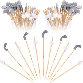 200pcs Golf Cocktail Picks, Golf Themed Toothpicks Golf Ball Skewers Golf Club Skewers for Sandwich Fruit Appetizers Cocktail Decorations for Party Supplies