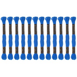 sourcing map 12 Strands of 8m Egyptian Cotton Embroidery Thread for Embroidery Projects and Bracelets, Blue