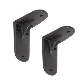 NACH Cast Iron Industrial Shelf Brackets 4 inch, Heavy Duty Shelf Brackets, Wall Shelf Brackets for Wood Shelves, Heavy Duty Floating Shelf Brackets, 2 Pack of Black Shelf Brackets, JS-90-423L
