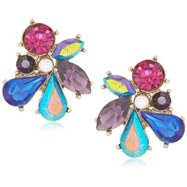 Betsey Johnson Stone Cluster Button Earrings