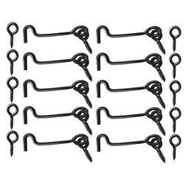 TERF® High Quality Cabin Hook and Eye Black 75mm (3 inch) Gate Door Lock Latch Hook Eye For Window Slide Barn Bathroom Toilet Cabinet Cupboard Shed Gate Door Latch and Multi Purpose Use - Pack of 10