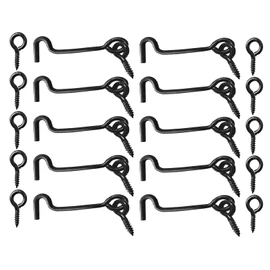 TERF® High Quality Cabin Hook and Eye Black 75mm (3 inch) Gate Door Lock Latch Hook Eye For Window Slide Barn Bathroom Toilet Cabinet Cupboard Shed Gate Door Latch and Multi Purpose Use - Pack of 10
