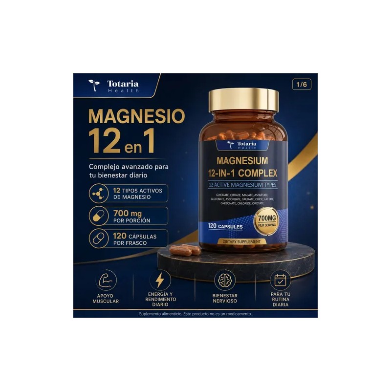 120 Cápsulas Magnesio 12 En 1 Fórmula Completa