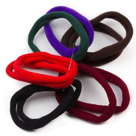 Mototrendz® 10 Pcs Large Thick Soft Jersey Endless Hair Elastics Bobbles Bands Hair Ties Ponytail Holders Stretchy Hair Bands for Girls Women Ladies Thick hair (Asorted Dark Classic Colour)