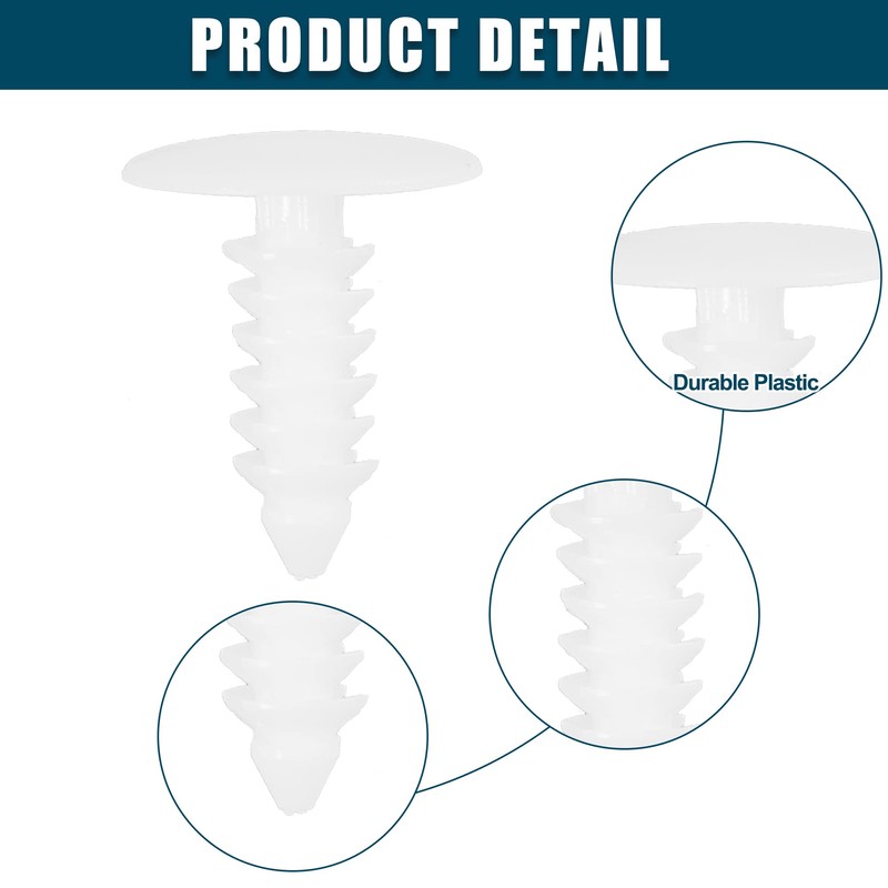 ACROPIX Universal 5mm Push Bumper Fastener Rivet Clips White -