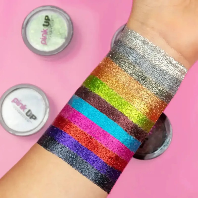 Pink Up, Glitter Compacto, Alta Adherencia, Textura Suave Sombra Silver