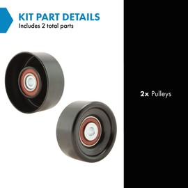 TRQ Belt Idler or Tensioner Pulley w/Bearing Pair for GM Ford Dodge Jeep