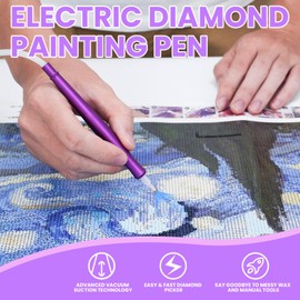 Myartype Electric Diamond Painting Pen with Vacuum Suction, Painting Tool for Diamond Art, No Wax Needed, Easy & Precise Placement, for DIY Craft Lovers (Purple)