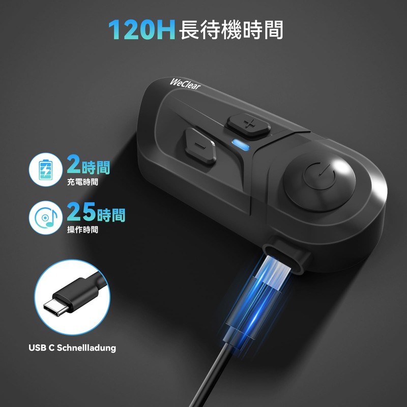 WeClear Motorcycle Helmet Bluetooth Headset, Bike Intercom Earphones, Motorcycle Speaker