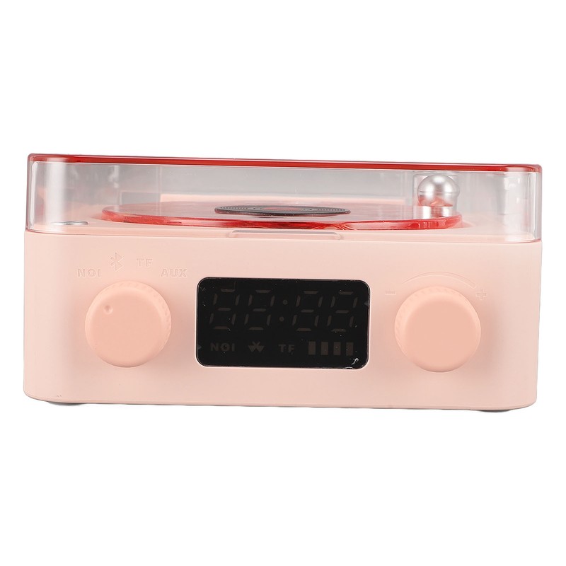 Record Player Style Bluetooth Speaker with Night Light and Time