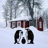 Penguin Family Stake Statue Simulation Vivid Hollow Iron Animal Stake