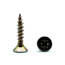 DOJA Barcelona Phillips Chipboard Screws with Bit Tip, 100 Wood Screws Set 5 x 40 mm + 1 PZ2 Bit, Countersunk Head Screws, Galvanised Wood Screws Flat Head Screws Universal Screws