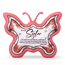 Flpoxzd Sister Birthday Gifts,Sister Gifts, Gifts for Sister, Big Sister Gift, Birthday Gifts for Sister, Sisters Gifts from Sister, Pink Butterfly Throw Pillows, 13.78"x10.6"
