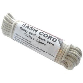Merriway BH03162 Waxed Cotton Sash Window Pulley Cord, 12.5M x 4.8mm (40.6ft x 7/32 inch), Cream