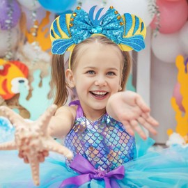 POGDIK POGDIK Mouse Ears Headband, Sparkle Bow Headband for Women Girls Boys, Sequin Party Hair Accessories (Flounder Ears)