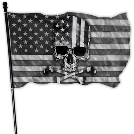 Pirate Skull Flag 3x5 Ft Funny Black & White American Flags and Crossbones Boat Flag for Indoor Outdoor College Dorm Wall Farm Decor Banner Gift