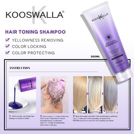 Kooswalla Purple Toner Shampoo, 300ML - Anti Brassy - Keratin Home Treatment for Blonde Hair- Coloured Hair, Highlighted, Silver, Bleached and Hair Extensions - Eliminates Yellow Tones