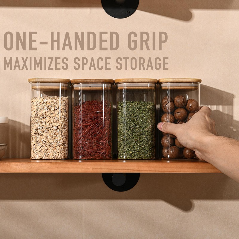 D2scrma 37oz Rectangle Airtight Glass Storage Containers with Bamboo Lids