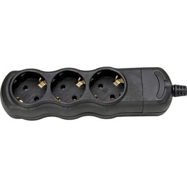 Kopp 120305001 Protective Contact Socket Strip, 3-Way, without Cable and Plug, Black