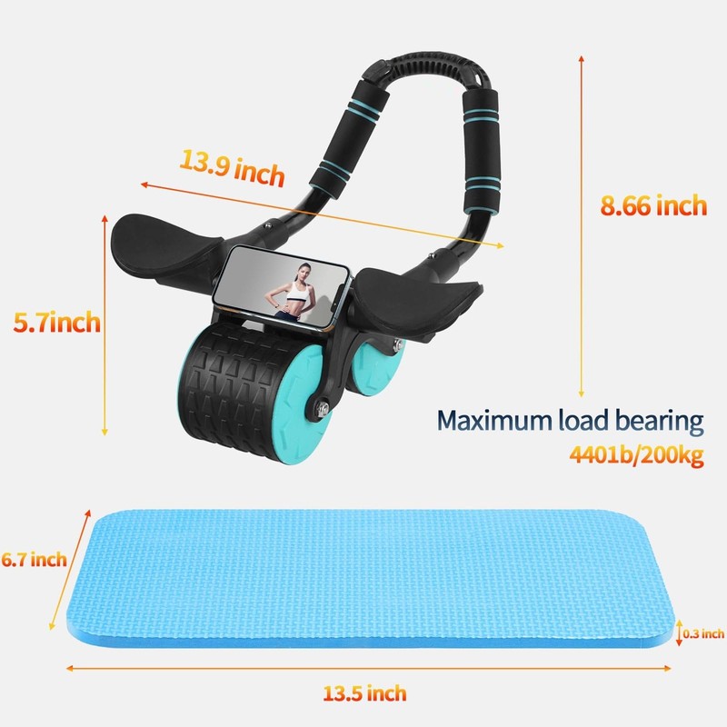 Homavit Ab Roller, Abdominal Roller with Padded Knee Mat, for