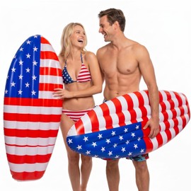 Arrowbash 2 Pieces American Flag Inflatable Surfboard for Adults 4th of July Pool Floats 250th Anniversary Red White Blue Patriotic Inflatable Surf Board for 4th of July Summer Swim Beach Surf Party