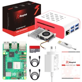 iRasptek Starter Kit for Raspberry Pi 5 8GB RAM-Pre-Loaded with 64GB Edition Raspberry Pi OS (Red & White Case)