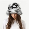 Winter Fluffy Faux Fur Bucket Hat for Women Fuzzy Warm