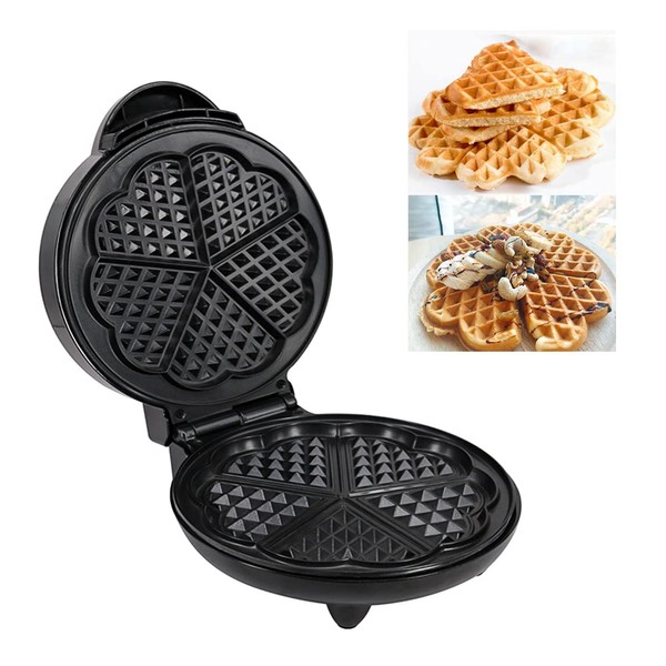 YALIYA 1000W Waffle Maker 5 Heart-Shaped Waffles Electric Waffler Griddle