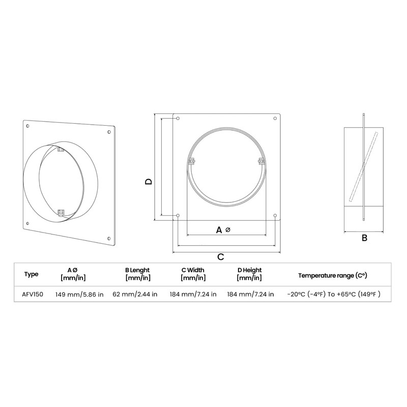 H&C VENT Wall Flange for Air Conditioning & Ventilation System